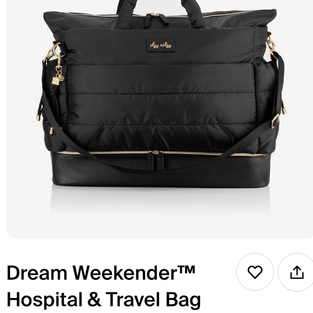 Itzy Ritzy Black Travel Bag with Gold Hardware